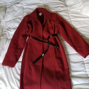Burgundy Winter maternity coat